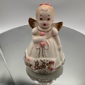 Applause Angel Decor Figurine “New Baby”white and gold Josef Originals